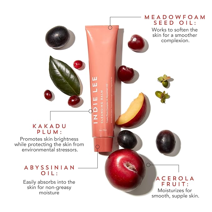 Indie Lee Cleansing Balm Makeup Remover - Oil Based Cleanser with Vitamin C, Kakadu Plum & Acerola Fruit to Melt Away Makeup & SPF, Boost Skin Radiance & Reduce Visible Signs of Aging (90ml)