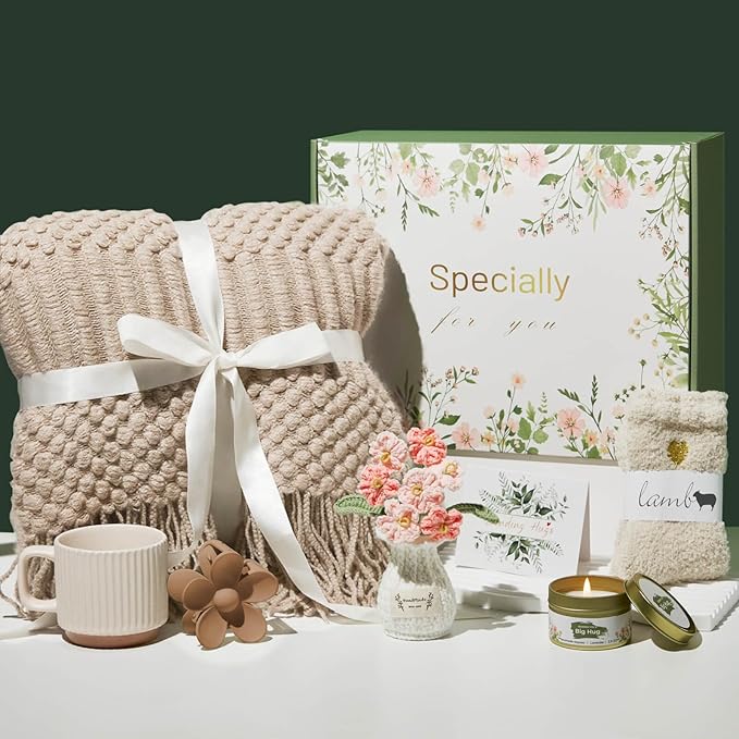 Self Care Gift Basket, Birthday Gifts for Women, Get Well Soon Care Package Sympathy Gift Set After Surgery Thinking of You Inspirational Basket for Her Mom Wife Sister Girl Friend Girlfriend Coworker