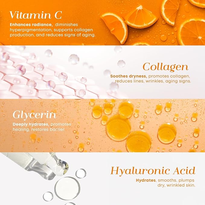 Glow Elixir Vitamin C & Collagen Face Serum – Dermatologist Tested Korean Skincare – Evens Skin Tone, Enhances Radiance, Supports Hydration – Clean Beauty, Vegan, Cruelty-Free – 1.69 fl oz