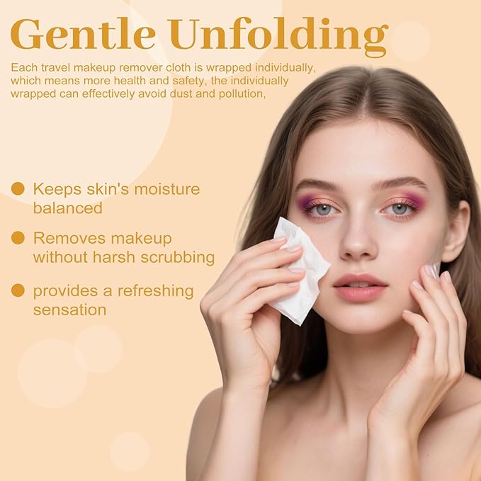 Makeup Remover Wipes Bulk Individually Wrapped,Travel Makeup Wipes Gentle for Face Cleansing Mascara Lipstick Travel Hotel（black,pack of 100)