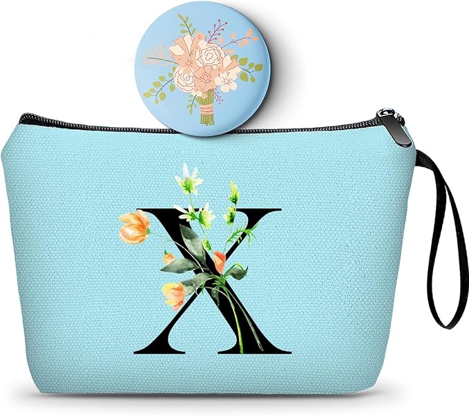 Happy Birthday Friendship Bridesmaid Team Gifts for Employees Women Mom Aunt Daughter Teenage Girl Personalized Make up Cosmetic Bag Travel with Mirror Mothers Day Christmas Graduation X