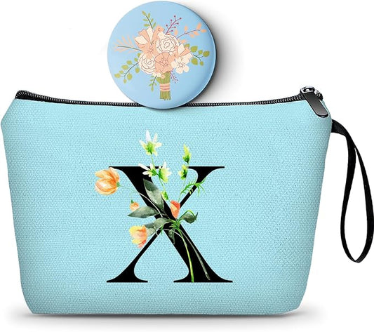 Happy Birthday Friendship Bridesmaid Team Gifts for Employees Women Mom Aunt Daughter Teenage Girl Personalized Make up Cosmetic Bag Travel with Mirror Mothers Day Christmas Graduation X