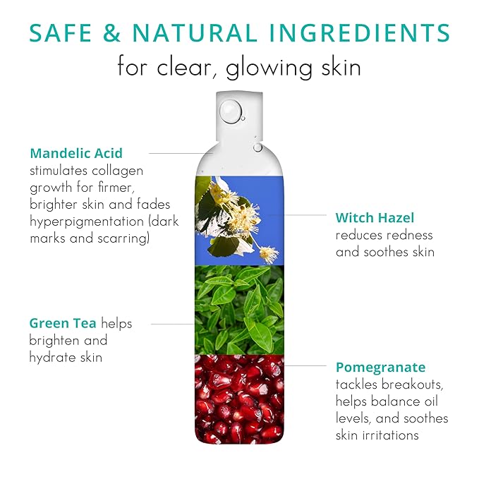 Almond Clear Face & Body Wash [6.7 Fl Oz] Skin Care for Acne and Folliculitis-Prone Skin - Gentle Everyday Exfoliating Cleanser with Mandelic Acid and Botanicals