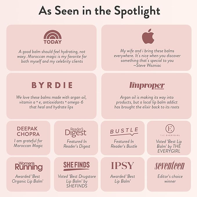 Moroccan Magic Organic Coconut Almond Lip Balm 3 Pack | Ultra-Hydrating Argan & Essential Oil Lip Moisturizer + Vitamin E | Natural Chapstick for Dry Lips | Smooth, Non-Toxic | Organic Lip Balm