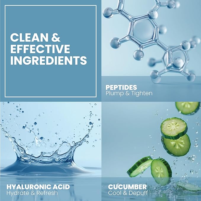 Anti-Aging Eye Gel - Luxurious Hydrating Under Eye Cream For Dark Circles and Puffiness, Bags, Crows Feet, Wrinkles - With Hyaluronic Acid & Skin-Firming Peptides Serum (1 oz)