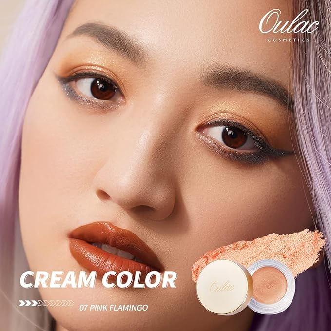 Oulac Cream Eyeshadow also for Highlighter Large Capacity Highly Pigmented Eye Shadow Waterproof &Long Lasting with Moisturizing Formula 07