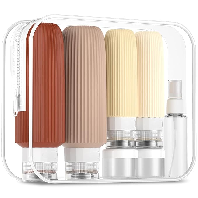 16 Pack Travel Bottles for Toiletries, 6oz Silicone, Leak Proof, Reusable, Oval, Perfect for Travel, Vacation, Plane Trip, Camp