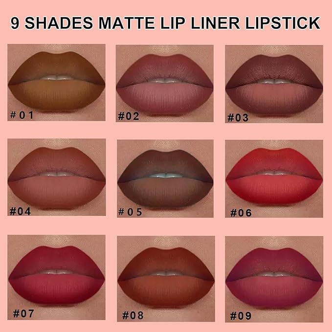 2-in-1 Gradient Nude Lip Liner & Lipstick, Waterproof Long Lasting Matte Lip Liner Pencil, Makeup Smudge proof lip liner with Cone Tip (04#-Sienna)