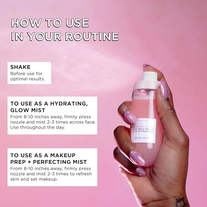 Glow Recipe Beach Bag Essentials Beauty Kit - SPF Dew Balm Sunscreen Stick (0.58 oz) + Ultra Fine Watermelon Setting Mist Facial Spray (2.5 oz) - Protect from UVA Rays & Prep Makeup Routine