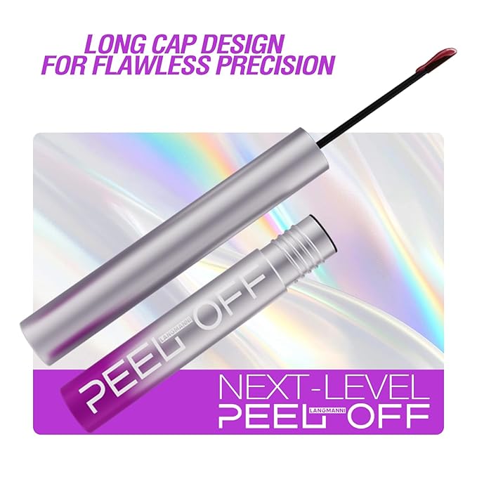 LANGMANNI 4Pcs Peel Off Lip Liner Set,Lip Stain Peel Off,Long-Lasting Waterproof & Smudge-Proof Matte Lip Liners With Ergonomic Handle & Precision Brush,Makeup Gift for Girls (#1+3+5+6)