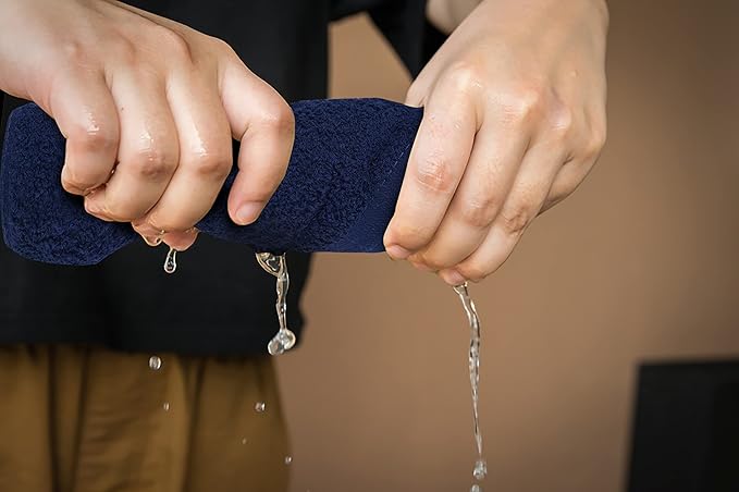 Softolle 100% Cotton Washcloths 60 Pack (12x12 Inches) Soft, Highly Absorbent Washcloth, Face Towels, Wash Cloths for Face, Ring Spun, Bulk Pack (Navy Blue)