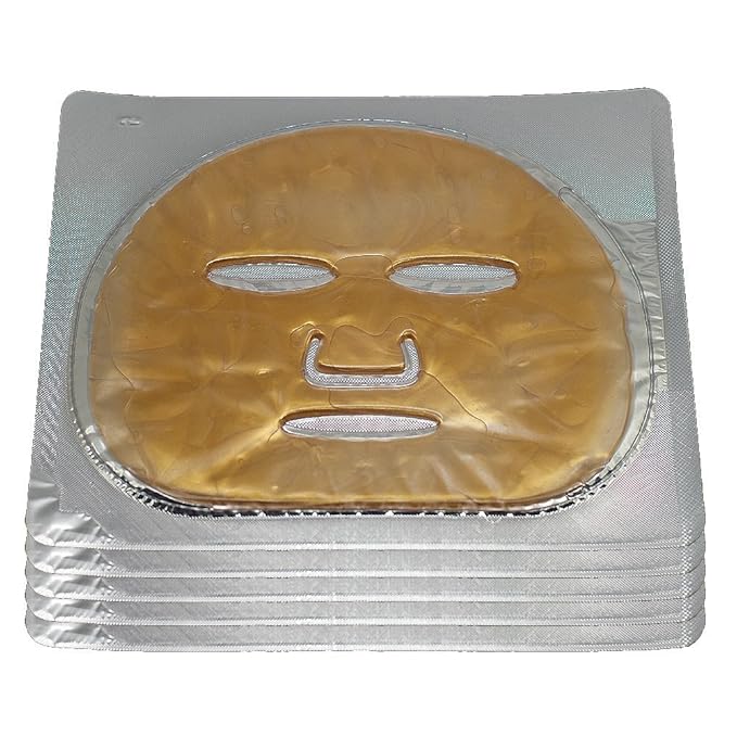 Gold Gel Collagen Facial Masks Sheet Patch 5PCS, for Skincare Moisturising, Collagen Real Deep Mask, Hydrating Overnight Hydrogel Mask for Dark Spots, Dull Skin, Skincare Facial Mask