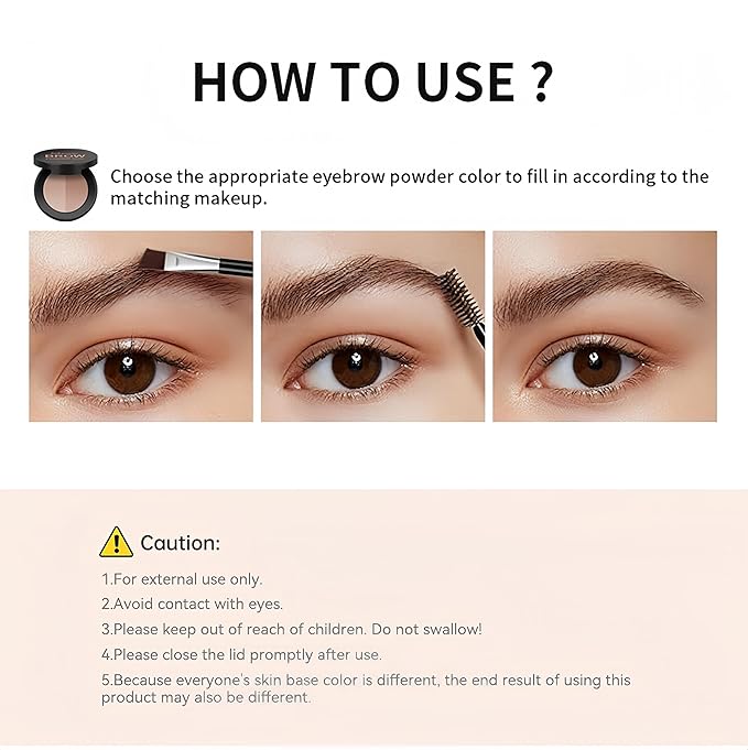 MAEPEOR Brow Powder Duo 6 Colors Natural Smooth Eyebrow Powder Professional Brow Contour Palette for Filler Defined & Sculpt (02 Chocolate)