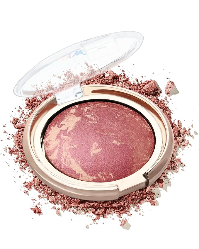 Baked Powder Blush, Glow Marbleized Blusher Powder Palette,Lightweight Shimmery Cruelty-Free face Blush for Cheeks,Eyeshadow & Highlight,Makeup Gift for Women rubores de maquillaje(0.49Ounce)-04
