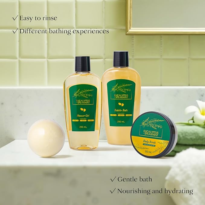 Home Spa Gift Basket, Bath Spa Kit for Women, Eucalyptus & Mint Relaxation Spa Set with Body Lotion, Shower Gel, Bath Bomb, 13pcs Unique Birthday Gifts for Women Gifts for Woman Her Teen