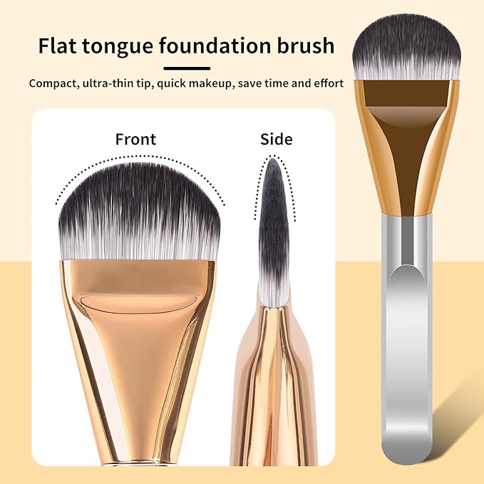 MAANGE 14-Piece Makeup Brush Set with Aluminum Ferrule- Premium Synthetic Makeup Brushes Kit Foundation Powder Brush Eye Shadow for Beginners & Professionals(Gold and Silver)