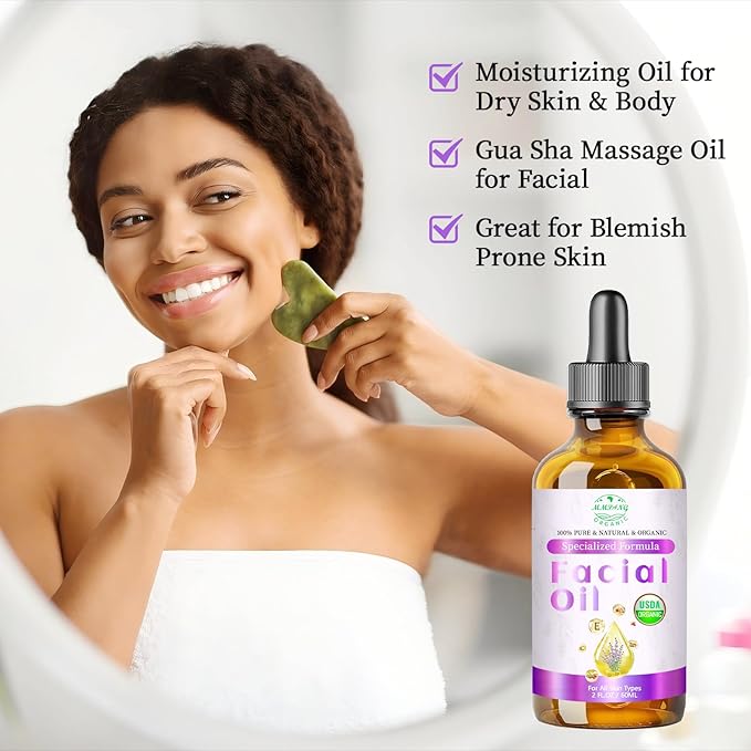 Rosehip Oil, Lavender Oil for Face, Facial Oils Blend Anti Aging with Frankincense & Pomegranate | Organic 100% Natural & Cold Pressed for Women Moisturizing, Brightening & Youthful Glow, 2 fl oz