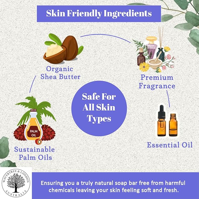 Wavertree & London Basil & Neroli Scented Natural Soap Bars (2 Bars), 7oz Moisturizing French Triple Milled Soap enriched with shea butter - Plant Oil Bath & Body Soap Bars [100% Naturally derived]