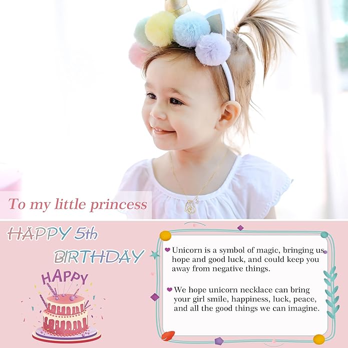 Hidepoo Birthday Unicorns Gifts for Girls - Unicorn Necklace Birthday Gift for 3-16 Year Old Girl Colorful CZ Heart Pendant Unicorn Necklace for Girls Gifts Jewelry