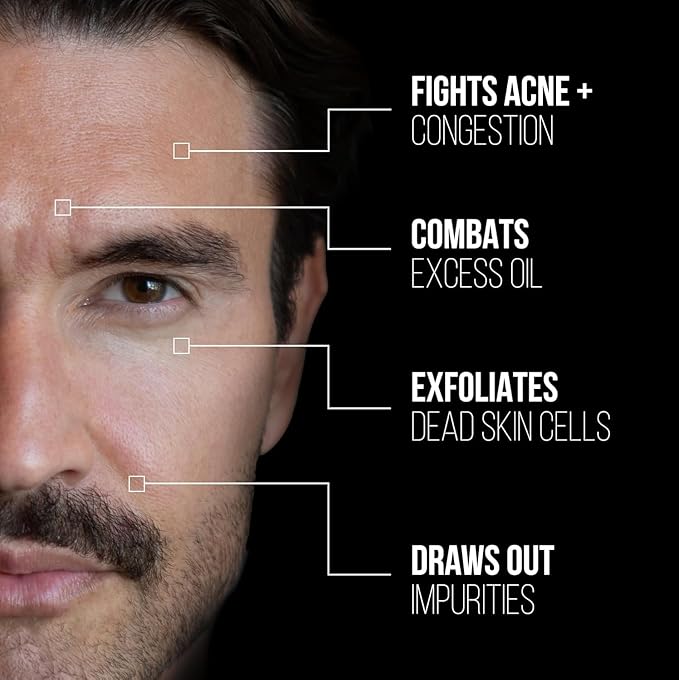 RUGGED & DAPPER - Premium Face Mask for Men - Deep Pore Cleansing Treatment - Fights Blackheads + Acne + Excess Oil - USA Made with Natural Kaolin Clay - 5.5 Oz