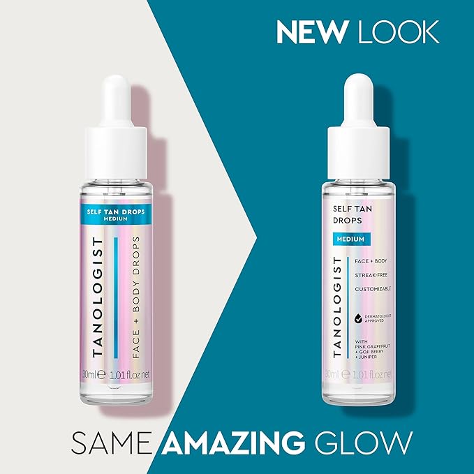 Tanologist Medium Self Tan Drops, Streak-Free Body & Face Tanning Drops, No Fake Tan Smell, For Moisturizer & Lotion, Bronzing Face Tanner, Skincare Ingredients, Vegan, 1.01 fl. oz/30 ml Bottle