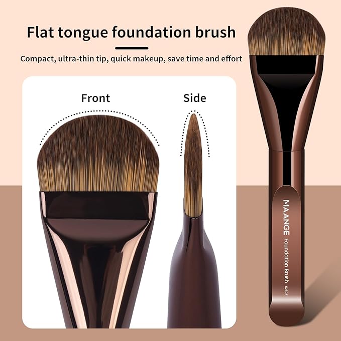 MAANGE 14-Piece Makeup Brush Set with Aluminum Ferrule- Premium Synthetic Makeup Brushes Kit Foundation Powder Brush Eye Shadow for Beginners & Professionals(Dark Coffe)