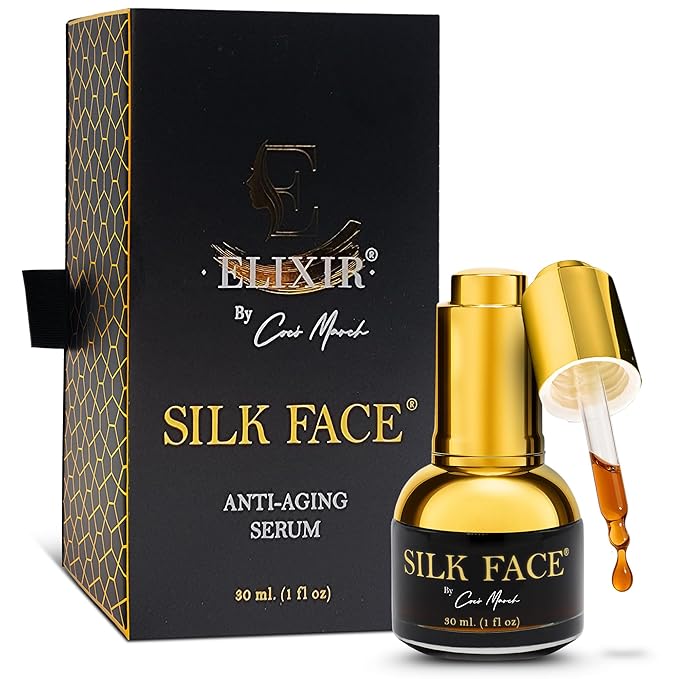 SILK FACE Elixir Serum by Coco March – Anti-Aging, Hydrating & Brightening Facial Moisturizer for Fine Line Reduction, Firming & Illuminating Skin Care with Peptides and Amino Acids, 30ml (1 Fl Oz)