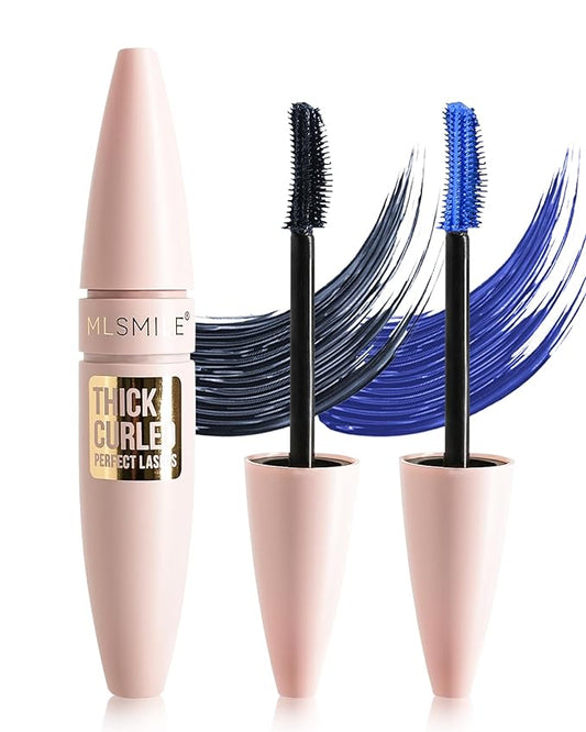 Grey+Blue Waterproof Mascara, Lashes Extension Mascara with Dual-Sided Brush, Great for Lengthening and Volumizing Eyelashes, Colored Tube Máscara Fiber No Clumping, Long Wear, Smudge-Proof -D