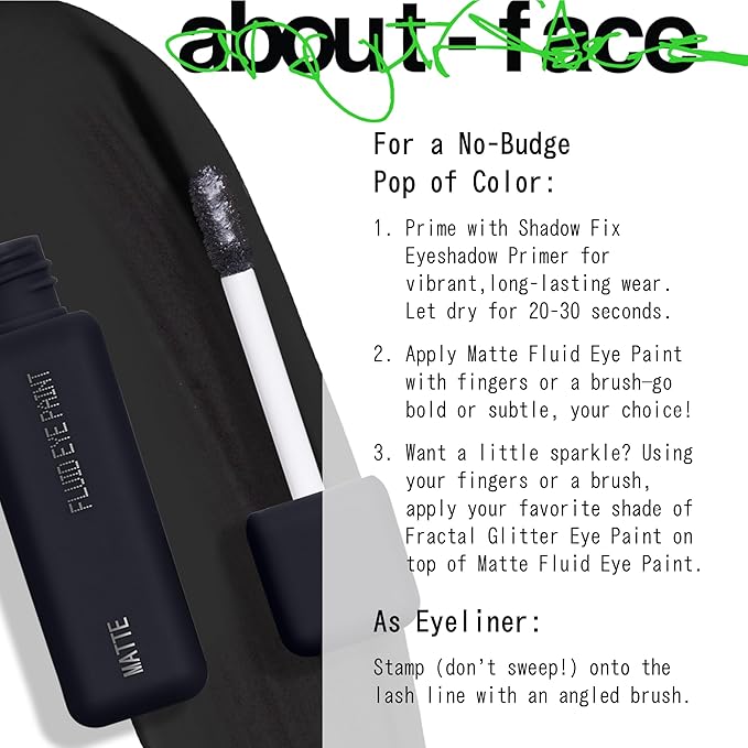 about-face Matte Fluid Eye Paint Art of Darkness – High-Pigment Liquid Eyeshadow, Long-Lasting, No-Budge Matte Finish, Vegan & Cruelty-Free (Matte Black)