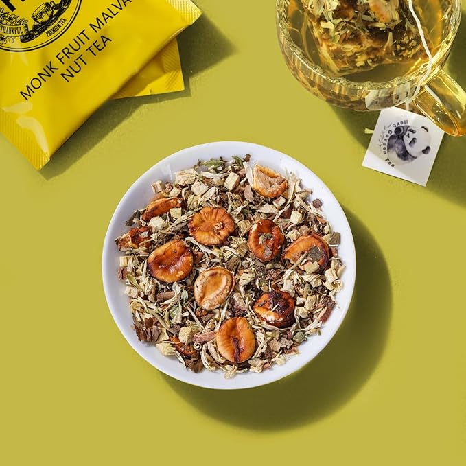 Monk Fruit Malva Nut Herbal Tea Gift Set – Caffeine-Free Throat Soothing Tea for Wellness and Immunity | 20 Bags + 100g Rock Sugar | Natural Ingredients | Holiday Gift Box for Women, Parents, Teachers