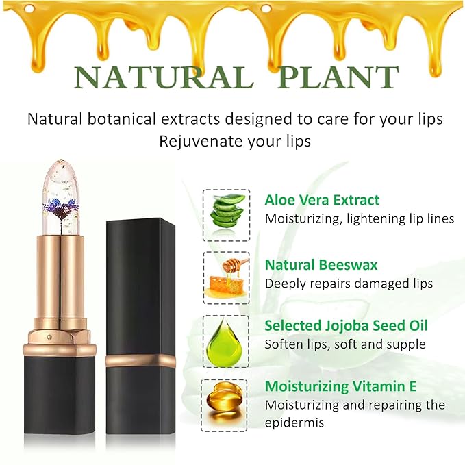 3PCS Color Changing Lipstick,Magic Lipstick Jelly Lip Balm,Long Lasting Waterproof Temperature Color Change Lip Gloss (C)