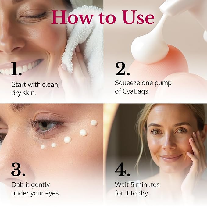 5th & Glow Cyabags - Instant Under Eye Bag Remover Serum For Dark Circles & Puffy Eyes Reduction - Hyaluronic Acid & Vitamin C Cream for Fine Lines, Wrinkles & Crowsfeet, 1 oz