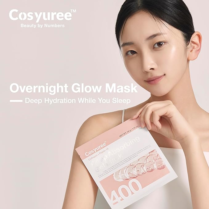 Collagen Deep Absorbing Hydrogel Mask, Korean Collagen Hydrogel Mask, Overnight Face Mask, Hydrating, Glass skin, Rejuvenation, Korean Skincare, 34g x 5ea