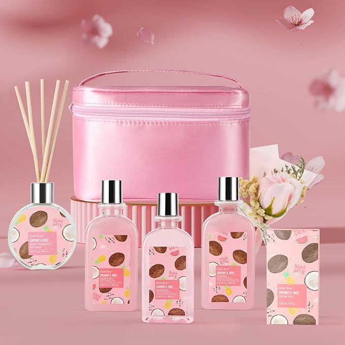 Valentines Day Gifts for Her Spa Basket Bath Gift Basket, Teen Girl Gifts Gift Baskets for Women, Spa Gifts for Women Relax Bath Spa Gifts Self Care Gifts Travel Bag Home Spa Kit