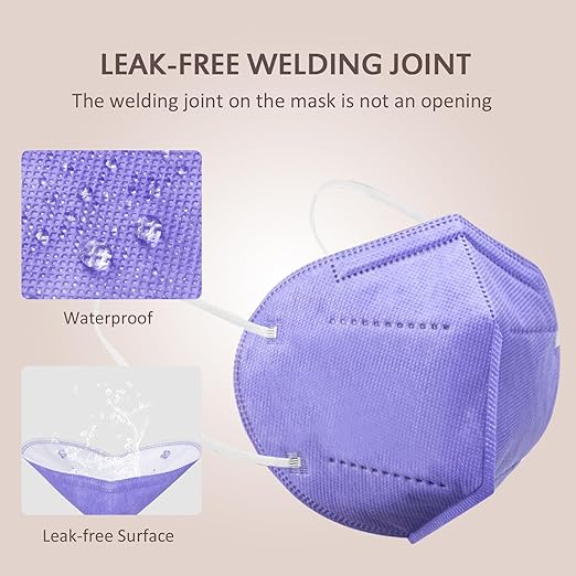 KN95 Face Masks 50 Pcs, 5-Ply Protection Purple KN95 Mask, Disposable Face Masks for Adults