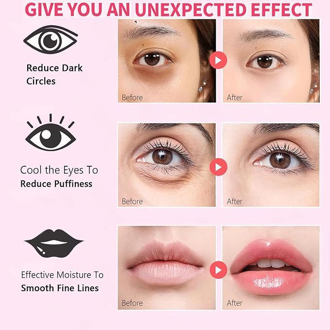 30 Pairs Lip Mask Under Eye Masks Patches, Crystal Collagen Hydrating Moisturizing Smoothing Lips Gel Pads for Puffy Eyes Bags,Dark Circles,Puffiness,Fine Lines,Wrinkles,Anti-Aging Sakura