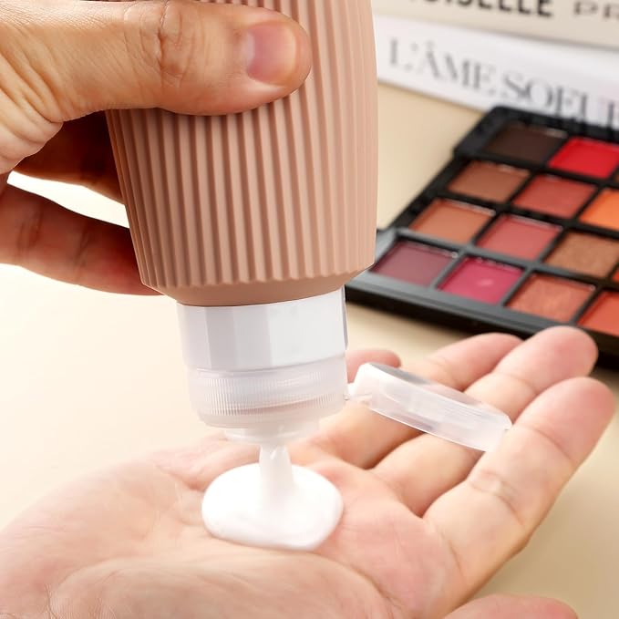 Travel Bottles for Toiletries, Large 6oz Travel Size Containers, BPA Free Leak Proof Tubs Refillable Liquid Accessories with Toiletry Bag for Cometic Shampoo and Lotion Soap (4 Pack)