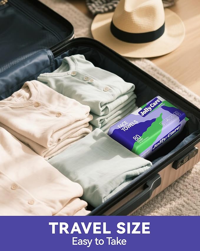 Face Towels Disposable, Face Towelette Disposable, Soft Disposable Face Towel for Makeup Remover, Thick Face Cloths for Women Cleansing, Skin Care, 7.8"×7.8", 80 Count (2 Pack)