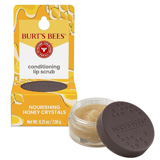 Burt's Bees Conditioning Honey Lip Scrub, Exfoliates & Conditions Dry Lips, with Honey Crystals, Use with Overnight Intense Treatment, Natural Origin Care, 0.25 oz.
