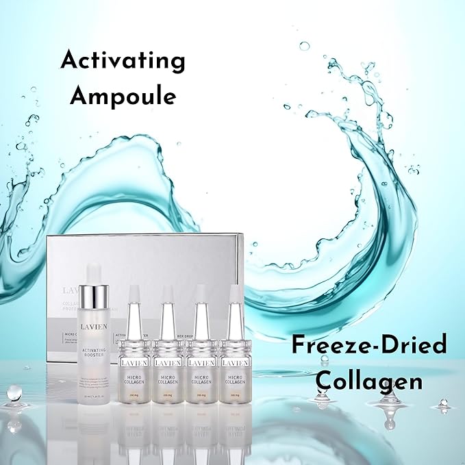LAVIEN Collagen Professional Program - Skincare Set, Micro Collagen and Activating Booster - Ceramide, Elastin, and Hyaluronic Acid, Suitable for All Skin Types - 30 ml Booster Bottle, 4-200 mg