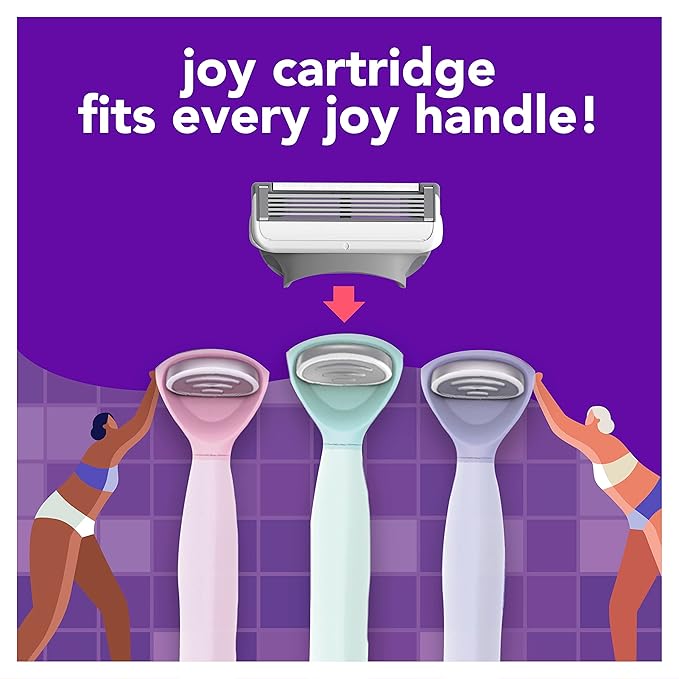 joy Razors for Women, 1 Handle, 4 Razor Blade Refills, Lavender, Lubrastrip to Help Avoid Skin Irritation