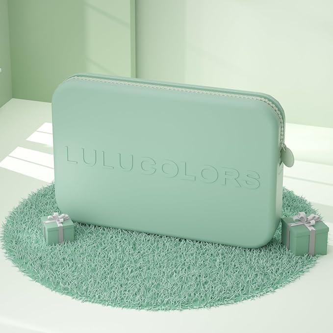 LULUCOLORS-Dual-Ended Makeup Brush Set with Sponge & Travel Case-13 Kinds of Multi-Functional Brushes for Face & Eyes – Soft Bristles, Easy Travel Brush Set (Mint Green)