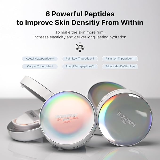 TROIAREUKE Seoul "Bridal" Cushion Foundation(#21, Pink Beige), Korean Cushion Foundation, K-Beauty, Hydrating, Long-lasting, Lightweight, Natural Finish, Anti-Aging, Moisture, Whitening, SPF 50+