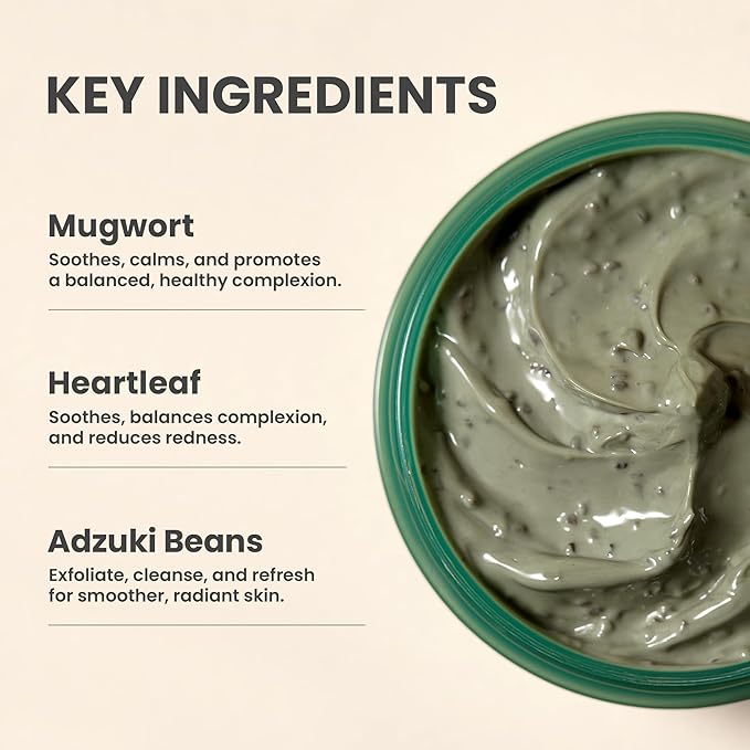 AXIS-Y Mugwort Pore Clarifying Wash Off Pack - Face Exfoliator Targets Clogged Pores, Whitehead & Blackhead Remover - Vegan Korean Skin Care Glass Skin Clay Mask - 3.38 fl. oz.