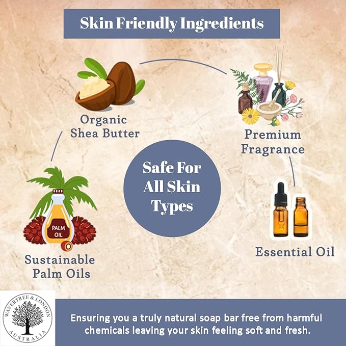 Wavertree & London Santal & Cardamon Scented Natural Soap Bars (2 Bars), 7oz Moisturizing French Triple Milled Soap enriched with shea butter - Plant Oil Bath & Body Soap Bars [100% Naturally derived]