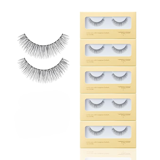 EYEME Eyelash NO.33 – 5 Set Pack, Natural Half Lashes for Bigger and More Defined Eyes, Lightweight False Eyelashes for Beginners, Flexible & Comfortable Fit, K-Beauty