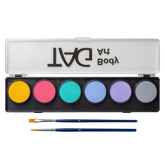 TAG Professional Face & Body Paint Pastel Palette 6 x 10g, Non-Toxic, Hypoallergenic, Easy to Wash off, ideal for Kids Parties, Halloween, Cosplay & Festivals