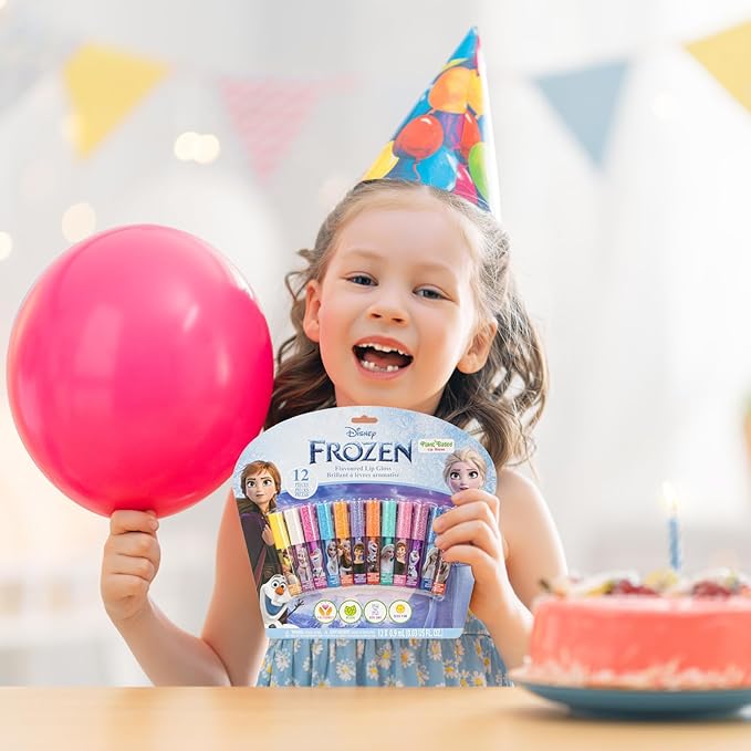 Townley Girl Disney Frozen 12 Piece Plant Based Lip Gloss, Girls Party Favors, First Makeup Set for Girl, Perfect for Parties, Sleepovers, and Birthday Gifts, Elsa and Anna, Ages 3 (Pack of 2)