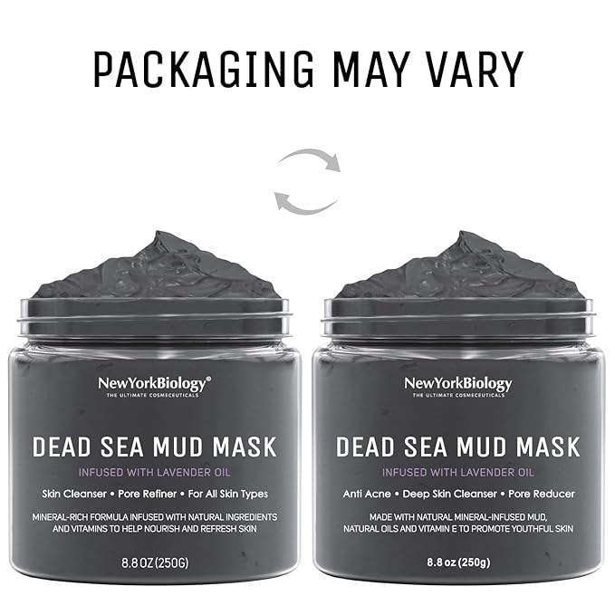 New York Biology Dead Sea Mud Mask for Face and Body | with Lavender | Spa Quality Pore Refiner for Oily Skin | Natural Skincare for Women & Men | Tighten Skin for A Healthier Complexion | 8.8 oz
