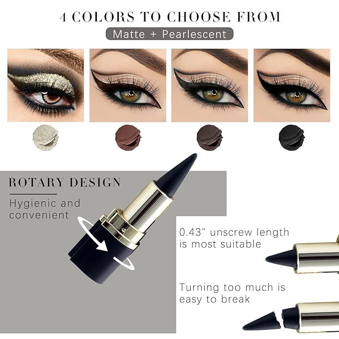 Miss Rose M 4 Colors Gel Eyeliner Set, Eyeliner Pencils, delineador de ojos contra el agua, Easy to Use, Eye Makeup for Women (4 Colors)
